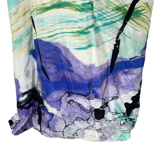 Leifsdottir Anthropologie Silk Lake Reflection Lavender Black Flowy Maxi Dress 4 - Picture 9 of 13